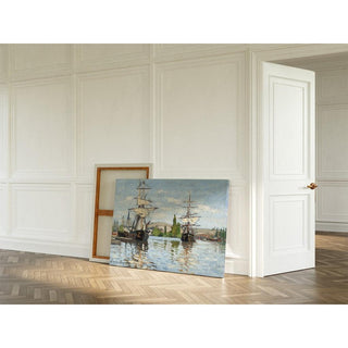 Navires à cheval sur la Seine à Rouen de Claude Monet | Reproduction Tableau Décoration murale affiche copie