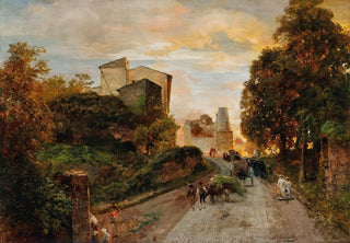 Oswald Achenbach - Village street at sunset.webp