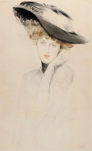 Paul Csar Helleu - Portrait de femme au chapeau.webp