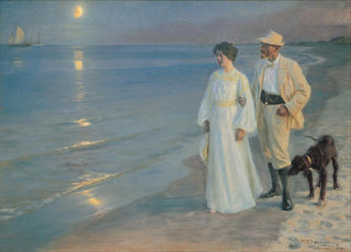 Peder Severin Kryer - Summer evening on the beach at Skagen The painter and his wife.webp