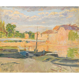 Péniches au Bord de la Marne - Henri Lebasque | Reproduction Tableau Décoration murale affiche copie