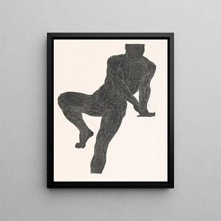Reijer Stolk - Anatomische studie van de borst buik en beenspieren van een man in silhouet.webp