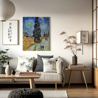 Route avec un cyprès et une étoile - Vincent van Gogh | Reproduction Tableau Décoration murale affiche copie