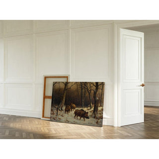 Sangliers dans la neige - Rosa Bonheur | Reproduction Tableau Décoration murale affiche copie
