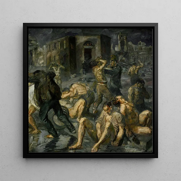Szene der Zerstörung von Messina - Max Beckmann — gerahmtes Bild an der Wand