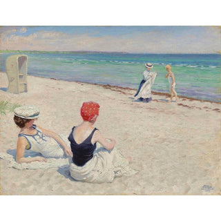 Sur la plage, Falsterbo - Paul Fischer | Reproduction Tableau Décoration murale affiche copie