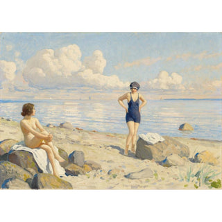 Sur la plage - Paul Fischer | Reproduction Tableau Décoration murale affiche copie