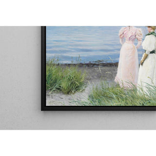 Sur la plage à Hellerup. Mlle Elisabeth Fischer et Mlle Anna Pauline Bruun un jour d'été sur la plage à Hellerup - Paul Fischer | Reproduction Tableau Décoration murale affiche copie