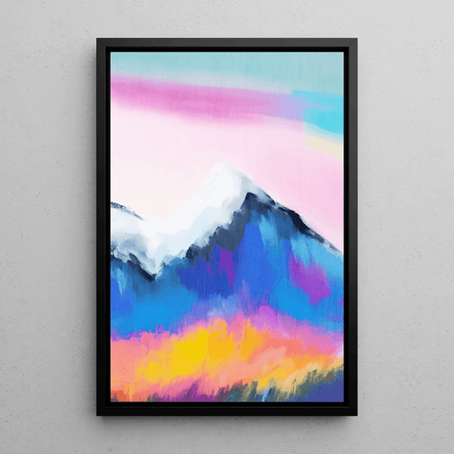 Tableau Coloré – Montagnes Arc-en-Ciel | Affiche Paysage de Montagne Abstrait | Déco Moderne pour Salon ou Bureau