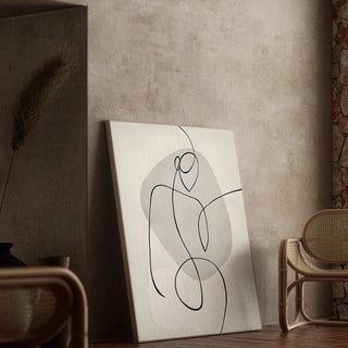 Tableau Design Noir et Blanc – Essence Féminine | Poster Abstrait Minimaliste Élégant | Ligne Continue Moderne pour Intérieur Épuré