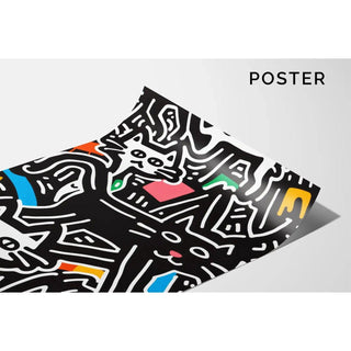 Tableau Pop Art – Chats Stylisés | Affiche Urbaine Colorée Style Keith Haring | Poster Graphique et Ludique pour Déco Contemporaine