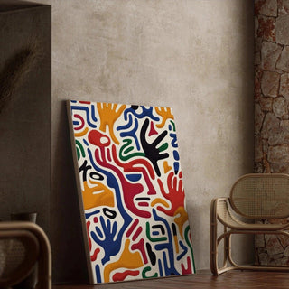 Tableau Pop Art – Mouvement des Mains | Affiche Colorée Abstraite aux Mains Stylisées | Poster Dynamique et Contemporain pour Salon ou Bureau