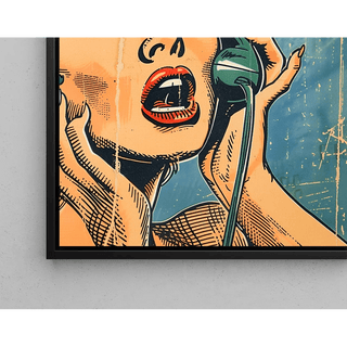 Tableau Pop Art – Surprise au Téléphone | Affiche Vintage Rétro Style BD | Poster Coloré Inspiré de Lichtenstein pour Déco Murale Dynamique