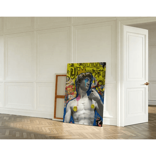 Tableau Street Art – David Punk Pop | Affiche Graffiti Colorée Style Urbain | Poster Moderne Déco Pop Culture et Détournement Classique