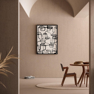 Tableau décoratif noir et blanc – Regards Entrelacés | Poster Minimaliste Visages en Ligne Continue | Affiche Abstraite Moderne pour Salon ou Chambre