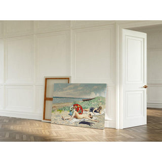 To Piger og en Japansk Parasol på Hornbæk Strand - Paul Fischer | Reproduction Tableau Décoration murale affiche copie