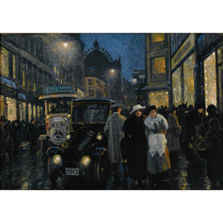 Une promenade nocturne sur le boulevard - Paul Fischer | Reproduction Tableau Décoration murale affiche copie