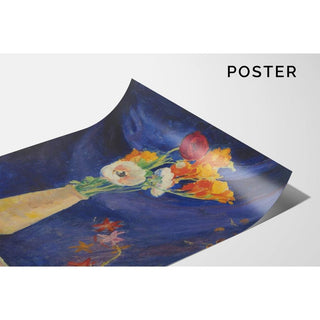 Vase d'Anémones sur Fond Bleu - Henri Lebasque | Reproduction Tableau Décoration murale affiche copie
