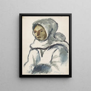 Zolo Palugyay - Study of a Girl in a Large Winter Scarf.webp
