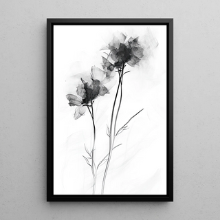 Black and White Design Poster - Floral Evaporation