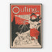 Vintage poster Outing for February with woman and dogs