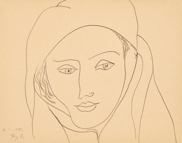 Tête voilée, 1945 – dessin d’Henri Matisse