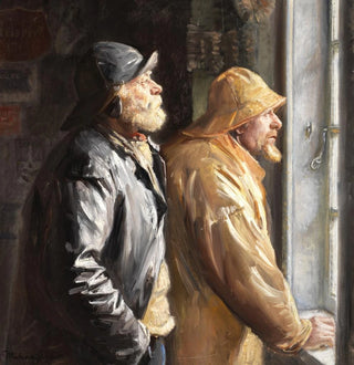 Michael Ancher - To Fiskere ved Vinduet i Butikken.webp