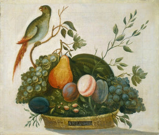 AM Randall - Basket of Fruit with Parrot.webp
