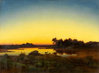 ANTON ZWENGAUER - Landscape with Deer at Sunset.webp