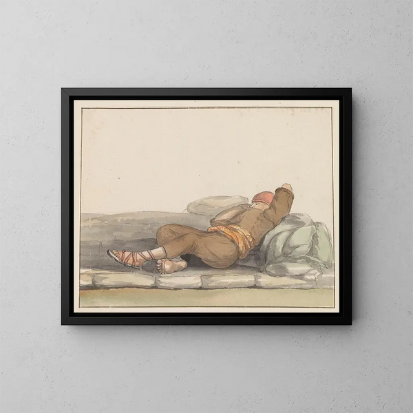 Traditionelle Kostüme der Insel Gozo - Abraham Louis Rodolphe Ducros — gerahmtes Bild an der Wand