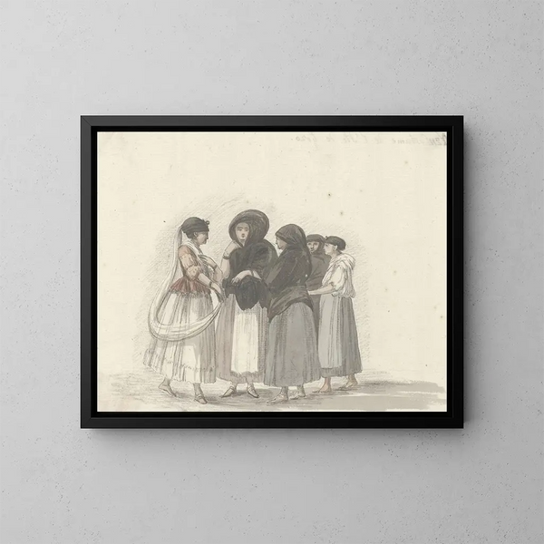 Kostüme der Insel Gozo - Abraham Louis Rodolphe Ducros — gerahmtes Bild an der Wand
