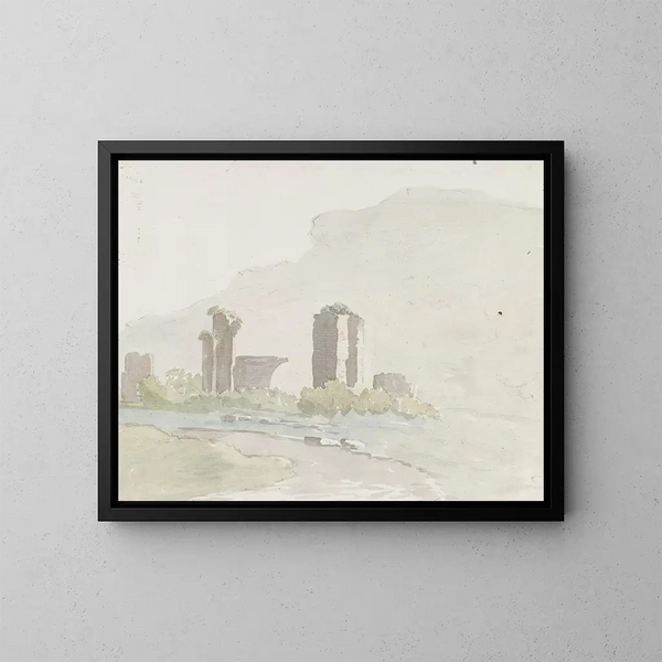 Runen am Fuße des Berges zwischen Itri und Gaeta - Abraham Louis Rodolphe Ducros — gerahmtes Bild an der Wand