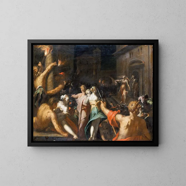 Judith, das den Kopf von Holofernes zeigt - Abraham Bloemaert — gerahmtes Bild an der Wand
