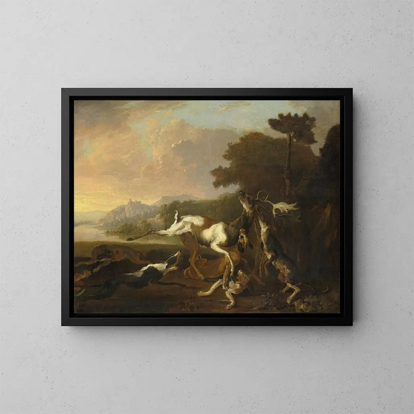 Die Hirschjagd - Abraham Hondius — gerahmtes Bild an der Wand