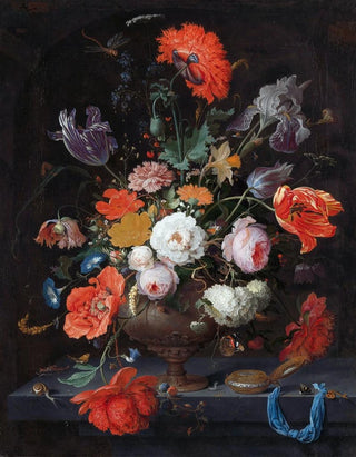 Abraham Mignon - Still Life with Flowers and a Watch.webp