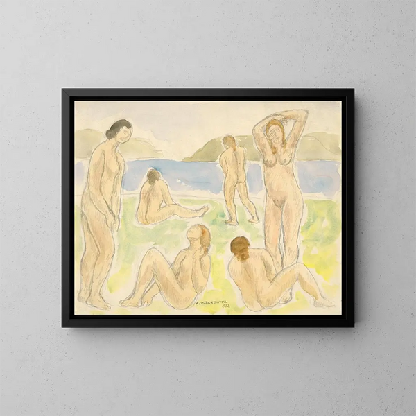 Baigneurs - Abraham Walkowitz — gerahmtes Bild an der Wand