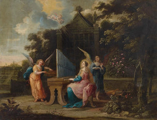 Abraham Willemsen - Saint Cecilia at the organetto in a garden.webp