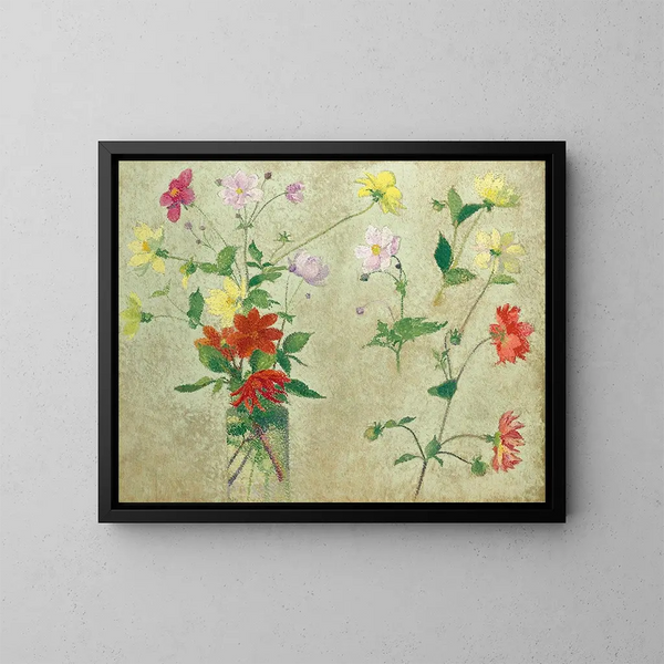 Blumenstrauß und Blumenstudie - Achille Laugé — gerahmtes Bild an der Wand