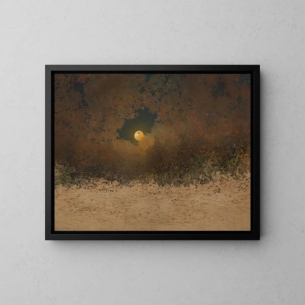 Landschaft mit Mondschein und bewölktem Himmel - Adalbert Stifter — gerahmtes Bild an der Wand