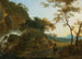 Italianate Landscape Painting with a Traveler on a Path Near a Waterfall - Adam Pynacker — artwork view