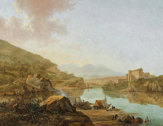 Adam Pynacker - An extensive Italianate river landscape (Case Conflict).webp