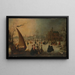 Landschaft mit Schlittschuhläufern auf vereistem Kanal und einem Eisschiff - Adam van Breen — gerahmtes Bild an der Wand