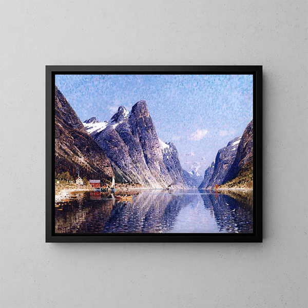 Ein Fjord-Norwegischer Landschaft - Adelsteen Normann — gerahmtes Bild an der Wand