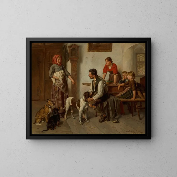 Der Hundeverkäufer - Adolf Eberle — gerahmtes Bild an der Wand
