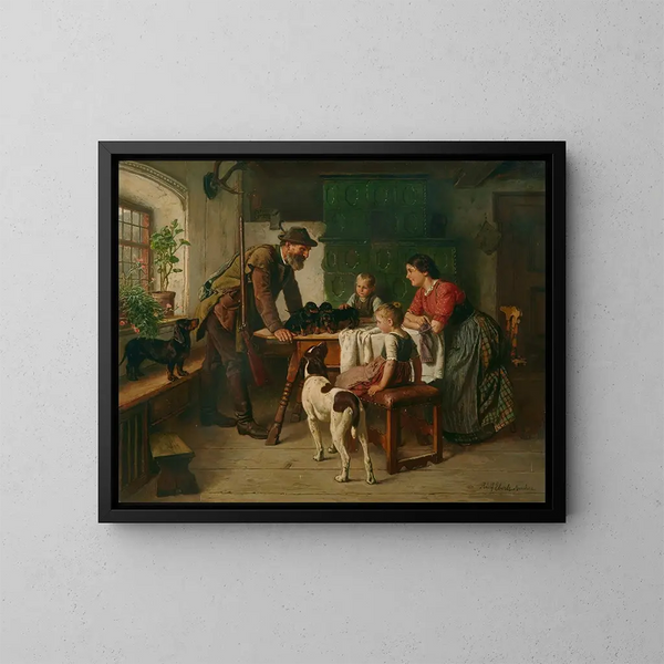 Die neuen Familienmitglieder - Adolf Eberle — gerahmtes Bild an der Wand