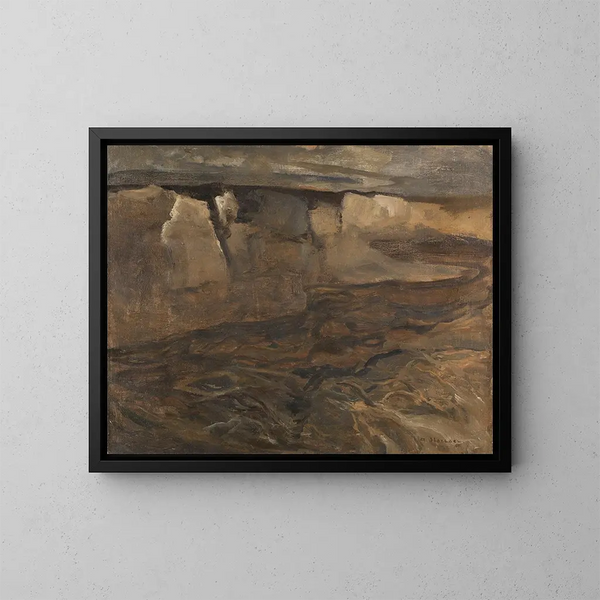 Landschaft von Dachau mit weißem Felsen - Adolf Hölzel — gerahmtes Bild an der Wand