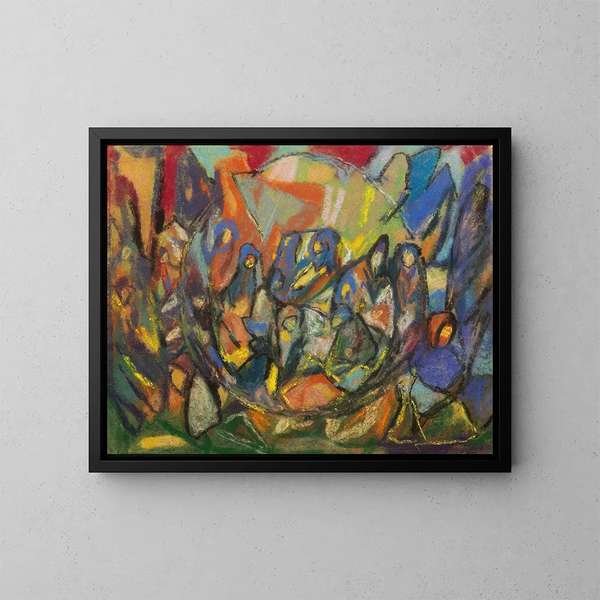 Komposition von Figuren ohne Titel - Adolf Hölzel — gerahmtes Bild an der Wand