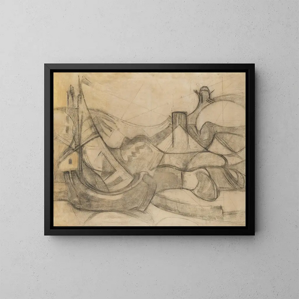 Segelboote vor Knokke - Adolf Hölzel — gerahmtes Bild an der Wand