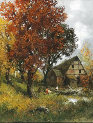 Adolf Kaufmann - A Mill in an Autumnal Forest.webp
