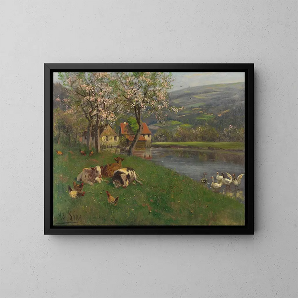 Sommertag am Seeufer - Adolf Lins — gerahmtes Bild an der Wand